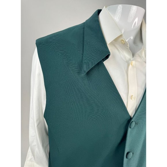 Giorgio B Tunic Vest With Collar Size 48 Green Polyester Fabric Covered Buttons - Picture 11 of 16